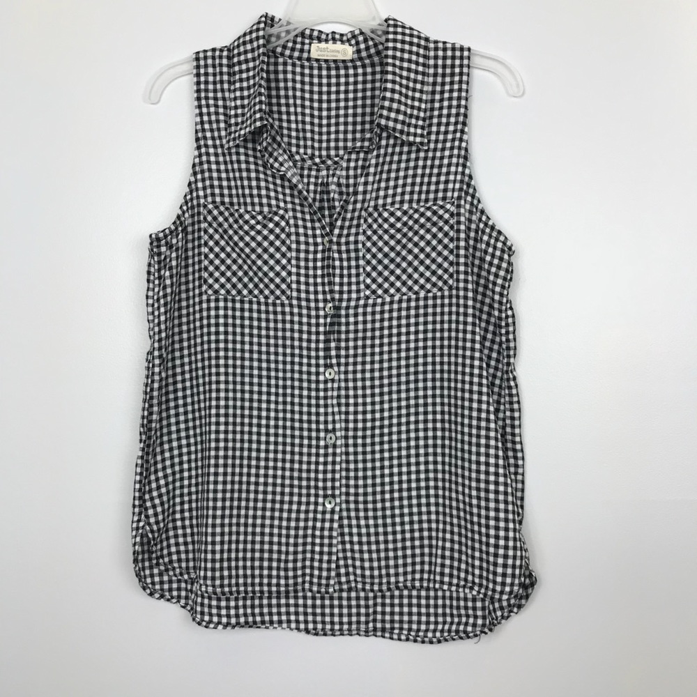 Just Living | Checkered Button Down Tank